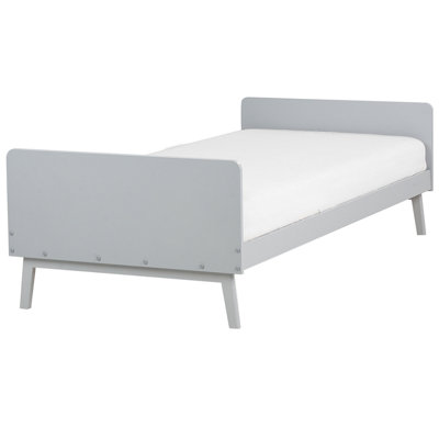 Wooden EU Single Size Bed Grey BONNAC