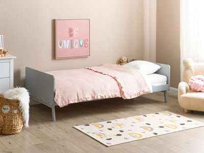Wooden EU Single Size Bed Grey BONNAC