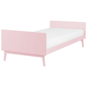 Wooden EU Single Size Bed Pastel Pink BONNAC