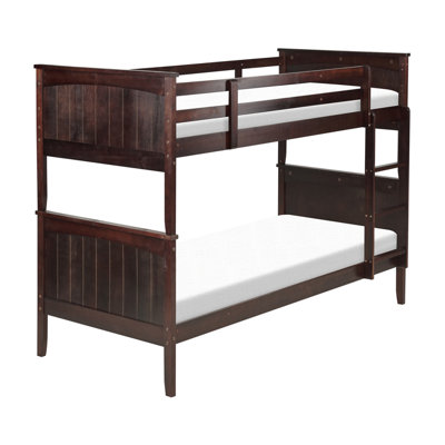 Wooden EU Single Size Bunk Bed Dark ALBON