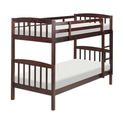 Wooden EU Single Size Bunk Bed Dark REVIN