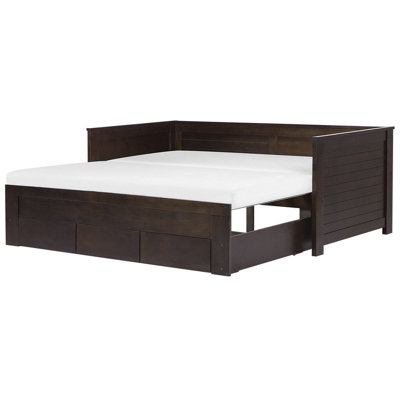 Wooden EU Single to Super King Size Daybed with Storage Brown CAHORS