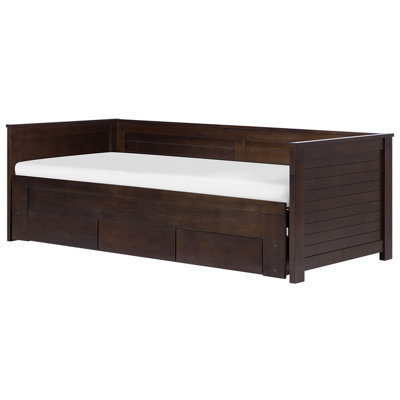 Wooden EU Single to Super King Size Daybed with Storage Brown CAHORS