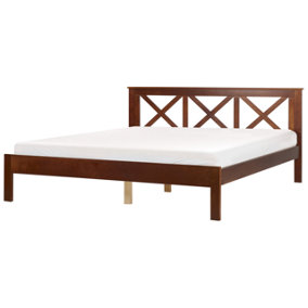 Wooden EU Super King Size Bed Dark TANNAY