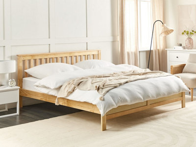 Wooden EU Super King Size Bed Light Natural Wood MAYENNE
