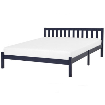 Wooden EU Super King Size Bed Navy Blue FLORAC