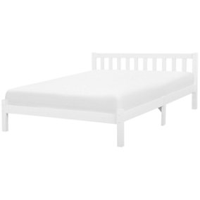 Wooden EU Super King Size Bed White FLORAC