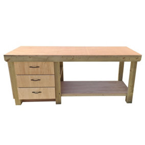 Wooden Eucalyptus top tool cabinet workbench with storage shelf (V.7)  (H-90cm, D-70cm, L-120cm)