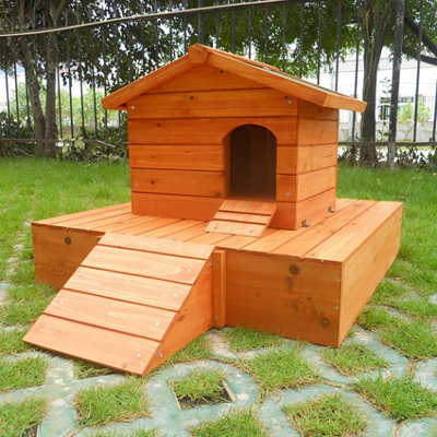 Wooden Floating Duck House Platform Wood Nesting Pond