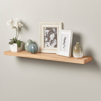 Wooden Floating Shelf made from Solid Oak - 70cm Length | DIY at B&Q