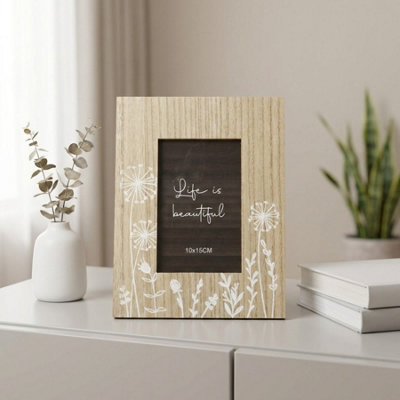 Wooden Floral Single Photo Frame