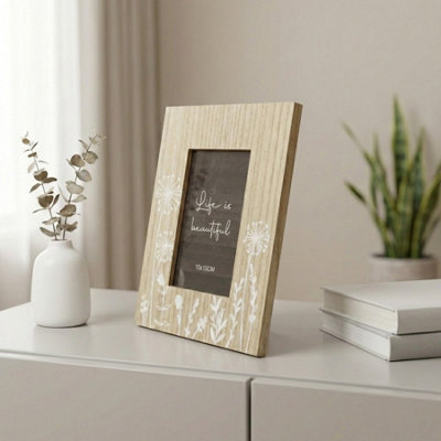 Wooden Floral Single Photo Frame