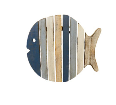 Wooden Folding Table Shabby Chic Boat Furniture - Collapsible Table Fish - Blue