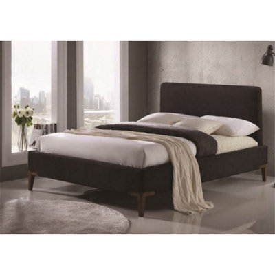 Wooden Footed Black Fabric Bed Frame - Double 4ft 6"