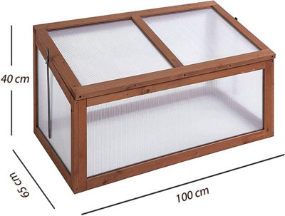 Wooden Framed Polycarbonate Cold Frame Greenhouse Rectangular Mini Wooden Greenhouse Flowers Plants Vegetables Grow house