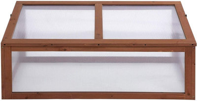 Wooden Framed Polycarbonate Cold Frame Greenhouse Rectangular Mini Wooden Greenhouse Flowers Plants Vegetables Grow house - 5