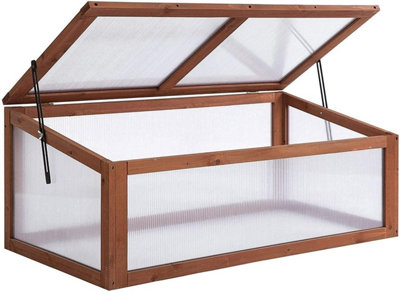 Wooden Framed Polycarbonate Cold Frame Greenhouse Rectangular Mini Wooden Greenhouse Flowers Plants Vegetables Grow house - 6