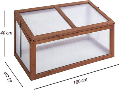 Wooden Framed Polycarbonate Cold Frame Greenhouse Rectangular Mini Wooden Greenhouse Flowers Plants Vegetables Grow house - 8