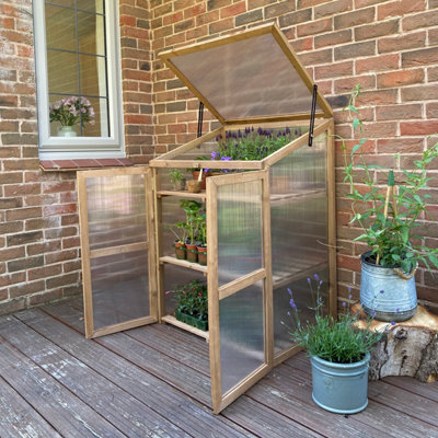 Wooden Framed Polycarbonate Growhouse with Waterproof Cover and 20m Repair Tape