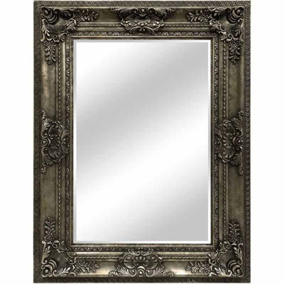 Wooden Framed Rectangular Mirror - Glass - L93 x W11 x H123 cm - Grey