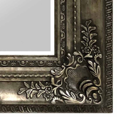 Wooden Framed Rectangular Mirror - Glass - L93 x W11 x H123 cm - Grey
