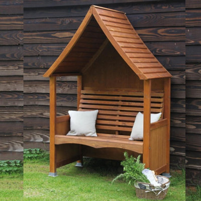 Wooden Garden Arbour 'Goodwood' In Beech Stain