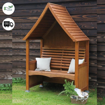 Wooden Garden Arbour 'Goodwood' In Beech Stain - 3