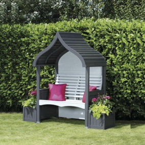 Wooden Garden Arbour 'Orchard' In Charcoal and Stone