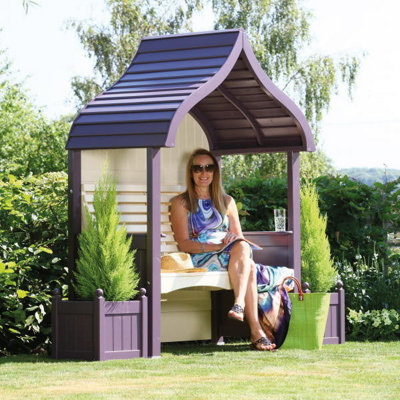 Wooden Garden Arbour 'Orchard' In Lavender and Cream