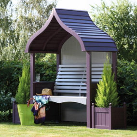 Wooden Garden Arbour 'Orchard' In Lavender and Stone