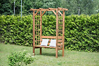 Wooden Garden Arbour Pergola with Bench & Trellis (H)2200mm x (W) 1790mm (D)800mm