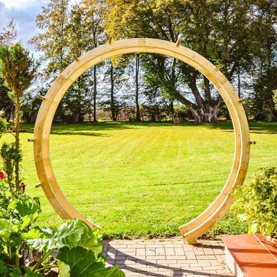 Wooden Garden Arch Moongate Double Standard, h227x246x90