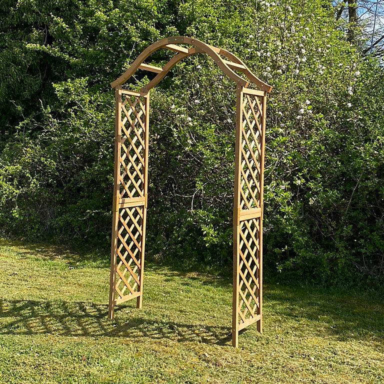 Wooden Garden Arch with Curved Top (Tan) | DIY at B&Q