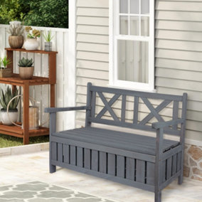 Wooden Garden Bench with Storage