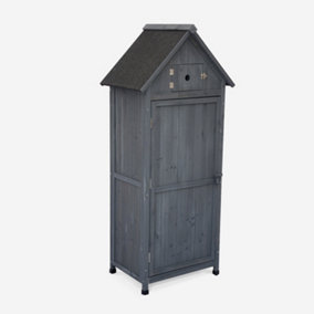 Wooden garden cabinet Mimosa anthracite 65 x 54.5 x 179 cm garden shed storage cupboard tool storage