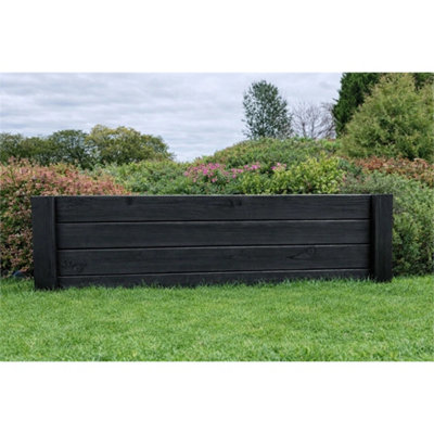 Wooden Garden Edging Lawn Border Flower Raised Bed Fencing Black Heavy ...