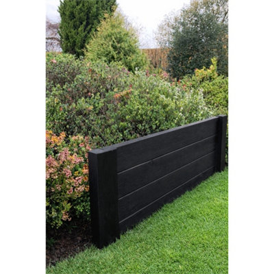 Wooden Garden Edging Lawn Border Flower Raised Bed Fencing Black Heavy ...