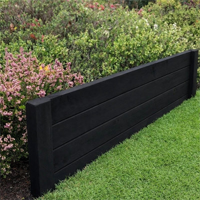 Wooden Garden Edging Lawn Border Flower Raised Bed Fencing Black Heavy ...