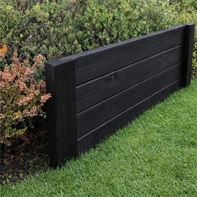 Wooden Garden Edging Lawn Border Flower Raised Bed Fencing Black Heavy ...