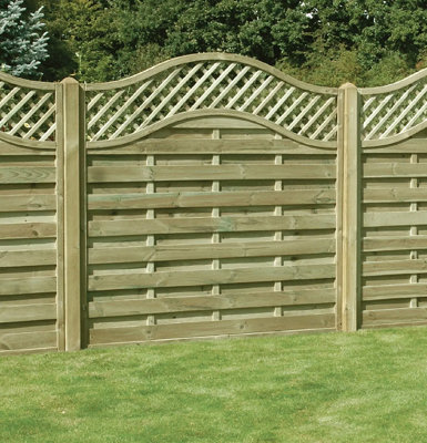 Wooden Garden Fence Panel with Curved Lattice Top 150 cm High X 150 cm Wide