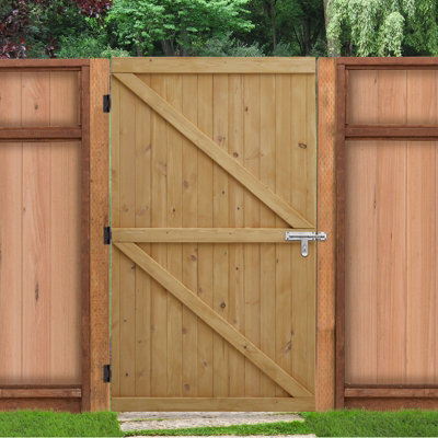 Wooden Garden Gate Side Gate Flat Top Timber with Latch H 183 cm x W 91 cm - 3