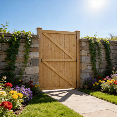 Wooden Garden Gate Side Gate Pedestrian Gate with Latch H 152 cm x W 91 cm