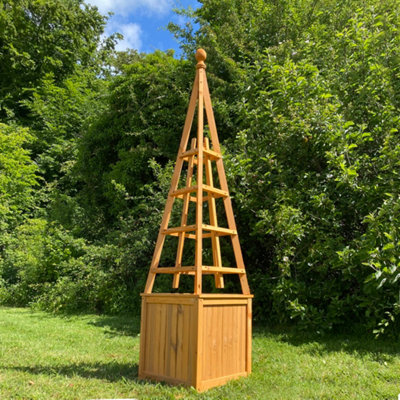 Wooden Garden Obelisk Patio Planter with Liner