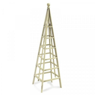Wooden Garden Obelisk - Triangular Outdoor Support Structure Climbing Plant & Vegetable Trellis - H190 x 43cm Diameter