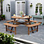 Wooden Garden Picnic Table and 4 Bench Set Outdoor 8 Seat Round Table Bench Set