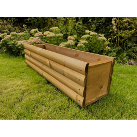 Wooden Garden Planter Box Plant Trough Log Design (W)90cm(H)26.5cm(D)23.5cm