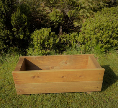 Wooden Garden Planter Box Pot Tan BrownTrough 600mm - 3