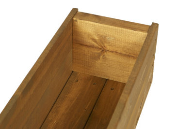 Wooden Garden Planter Box Pot Tan BrownTrough 600mm - 4