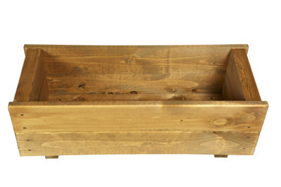 Wooden Garden Planter Box Pot Tan BrownTrough 600mm - 5