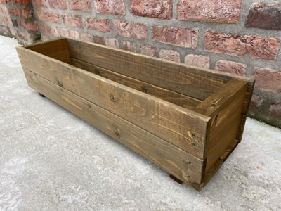 Wooden Garden Planter Trough Flower Plant Pot Box 100cm